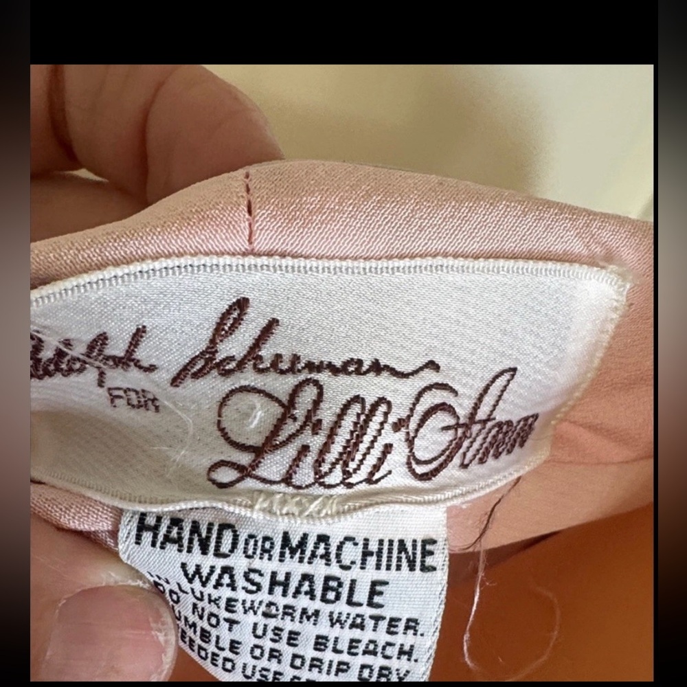 70s Lilli Ann Adolph Schuman Pink Blue Hostess Maxi Dress ILGWU M - Picture 6 of 9